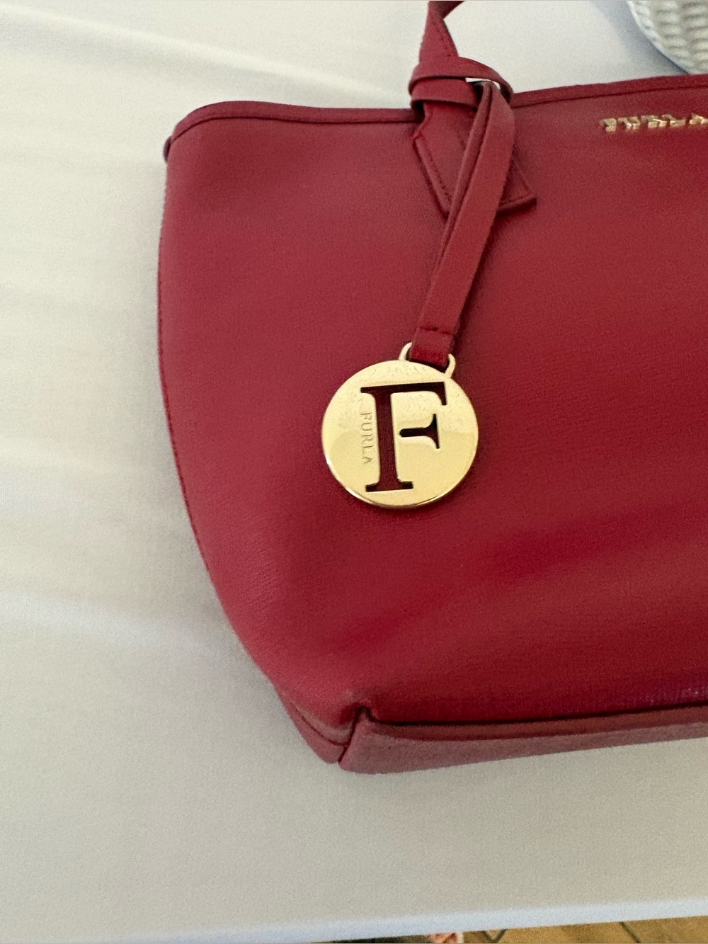 Furla Red Saffiano Leather Tote Bag / Read Description - Picture 7 of 16